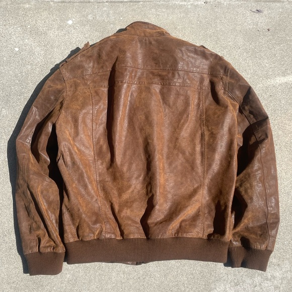 VINTAGE MENS LEATHER MOTORCYCLE JACKET - Picture 4 of 5